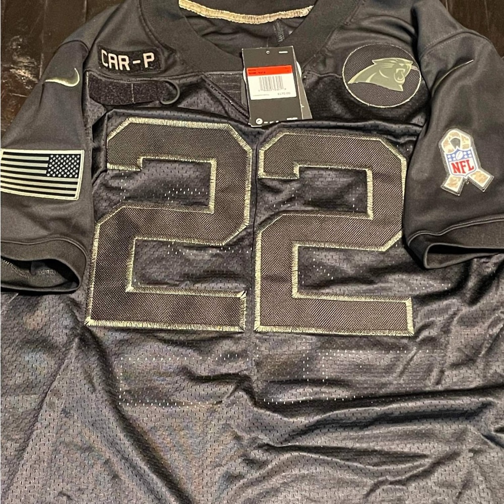 Christian Mccaffery Salute To Service Nike Players Jersey Autographed Framed
